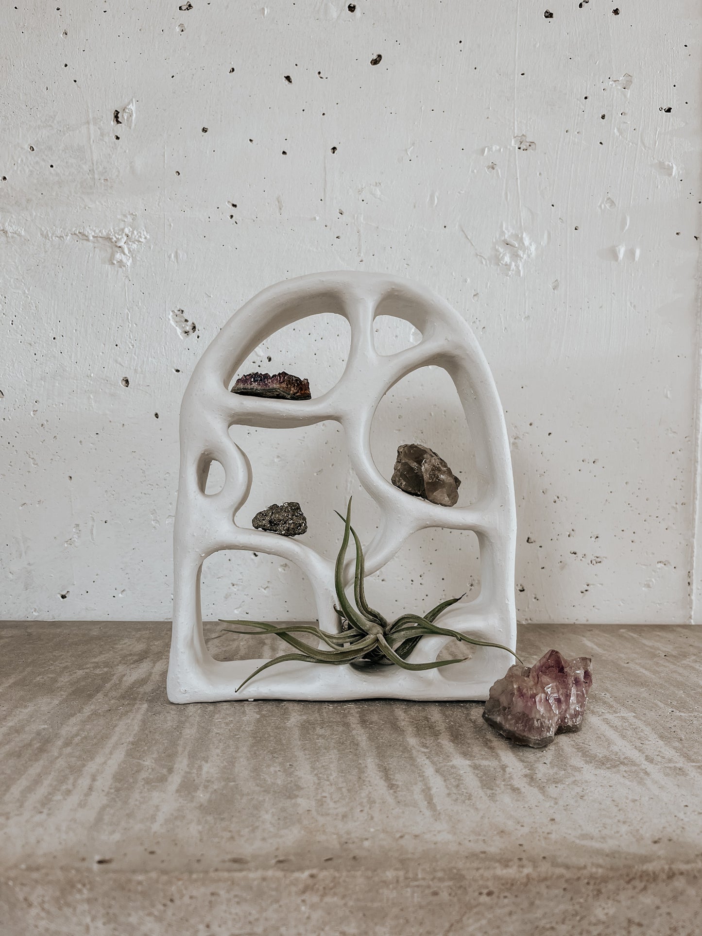 Handmade ceramic altar with matte glaze, sculptural wall-mounted design, ideal for rituals or meditation, crafted in Boulder, CO