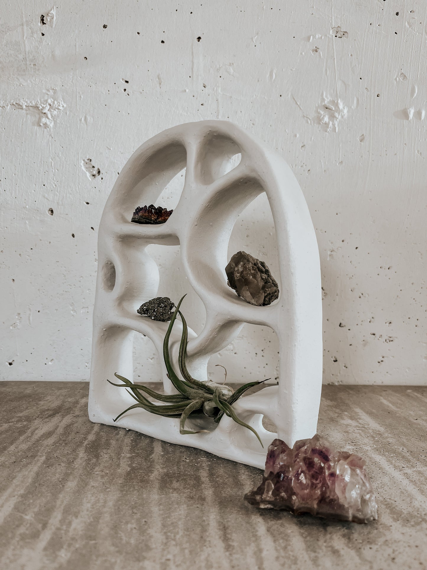 Handmade ceramic altar with matte glaze, sculptural wall-mounted design, ideal for rituals or meditation, crafted in Boulder, CO